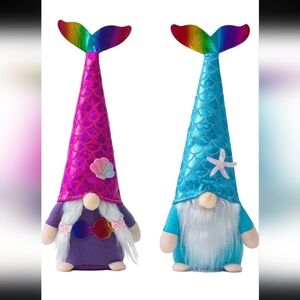 Mermaid Gnome Decor Set - Rainbow and Blue Set of 2